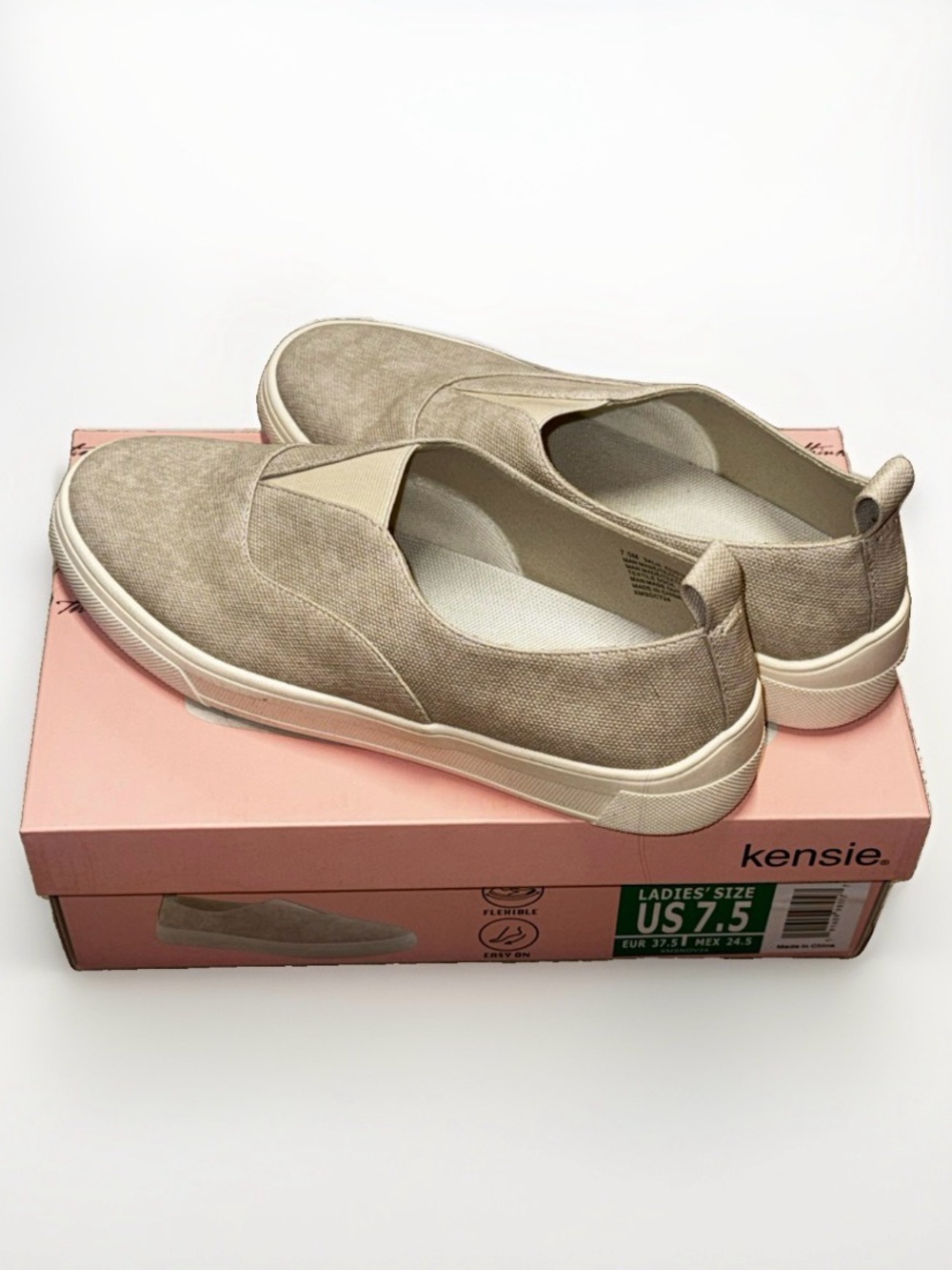 Kensie Salia Beige Ladies Size Canvas Slip-on Shoe Size 7.5 New